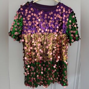Mardi Gras Sequin Top- XL